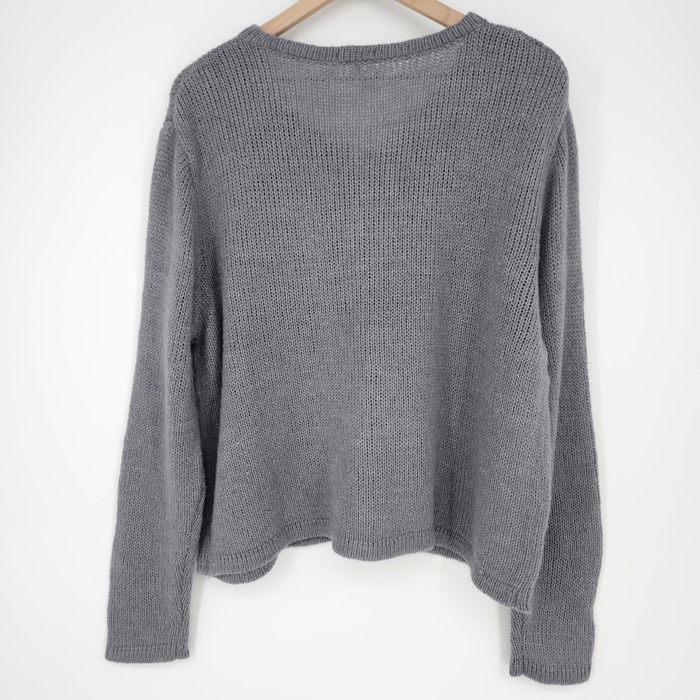 NIA Grey Wool Blend Knit Cardigan Womens Plus Size Scandi Chic Maximalism Boxy - Picture 8 of 8